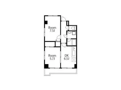 パティオ山の手(2DK/4階)の間取り写真