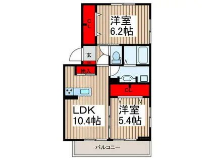 CHAMBORD(2LDK/3階)の間取り写真