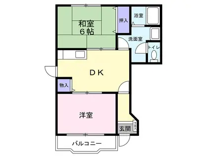 ヴィラジェンテA(2DK/1階)の間取り写真