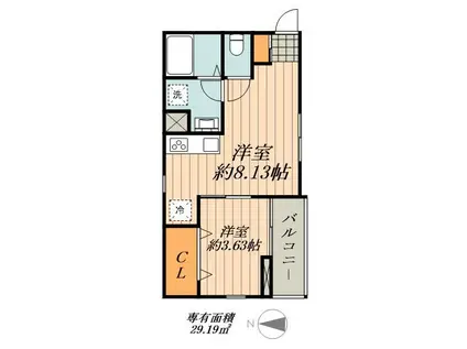 リーブルファイン三条(1LDK/2階)の間取り写真