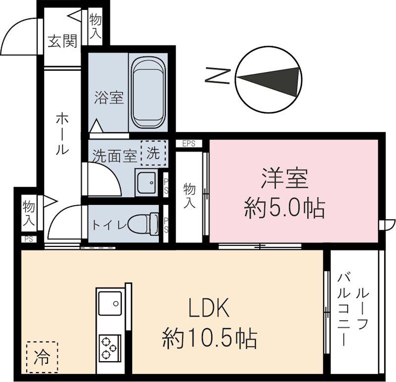HIKARI(1LDK/3階)の間取り写真