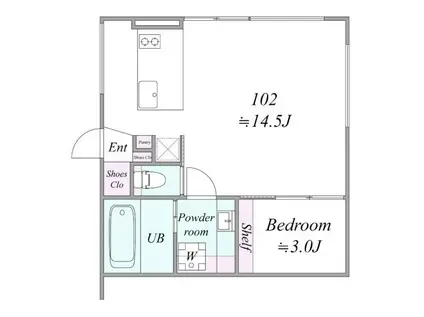 TRIAS213(1LDK/1階)の間取り写真