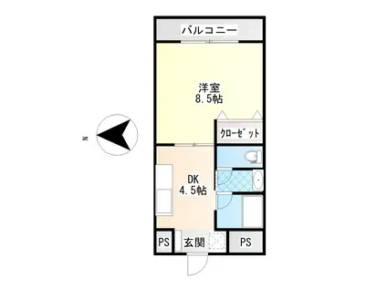 阿賀イレブンハイツ(1DK/3階)の間取り写真
