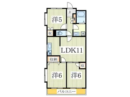 メゾン・ラポームII(3LDK/4階)の間取り写真