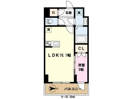 ライムレジデンスカワグチイースト(1LDK/4階)の間取り写真