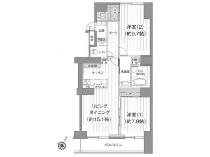 TSGARDEN北柏1号棟(2LDK/1階)の間取り写真