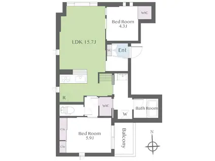 ベルフルール(2LDK/3階)の間取り写真