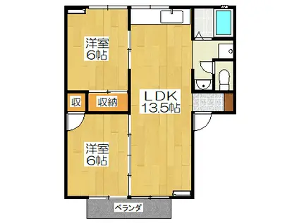 サニーハウス(2LDK/1階)の間取り写真