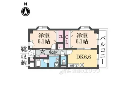 ビアレイド(2DK/4階)の間取り写真