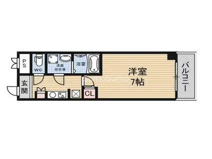 ルーブルCT難波(1K/3階)の間取り写真
