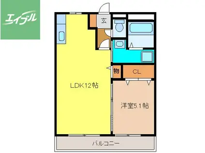 メゾンドセレナII(1LDK/1階)の間取り写真