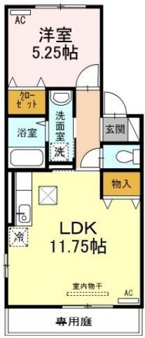 SEEDS WIT佐古(1LDK/1階)の間取り写真