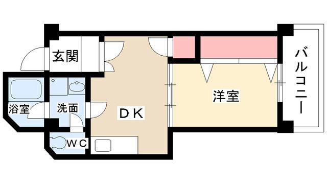 スカイル白川(1LDK/4階)の間取り写真