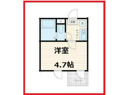 アミティエ オウジカミヤ(1K/2階)の間取り写真