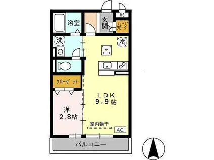 アザレ 蘇原(1LDK/1階)の間取り写真