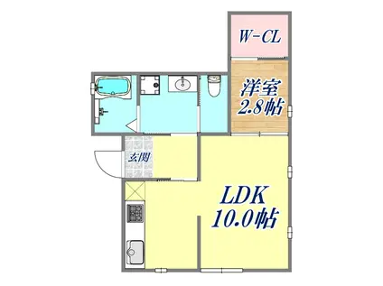 西宮市神園町(1LDK/1階)の間取り写真
