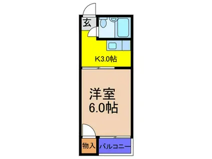 ベルノ姫島(1K/4階)の間取り写真