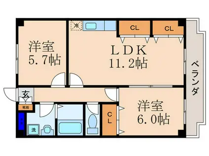 マロード月輪(2LDK/6階)の間取り写真