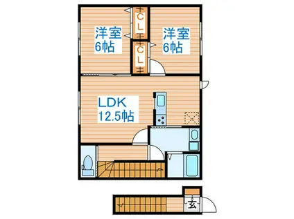 CHIMUJURA HOUSE 木ノ下(2LDK/2階)の間取り写真