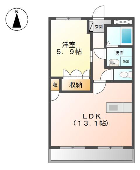 シャインハピサス(1LDK/2階)の間取り写真
