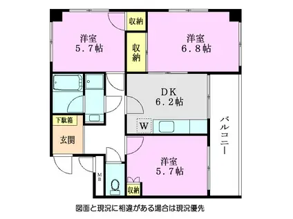 サンクレスト(3DK/3階)の間取り写真