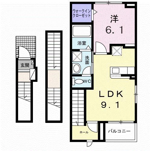 ナナラーピカケ(1LDK/3階)の間取り写真