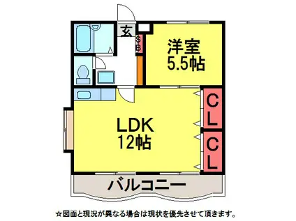 ノアメゾンB棟(1LDK/1階)の間取り写真