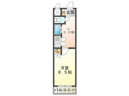 アイルーム四日市白須賀(1K/2階)の間取り写真