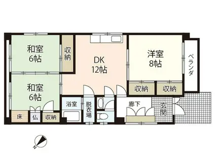 曽根ビル(3LDK/2階)の間取り写真