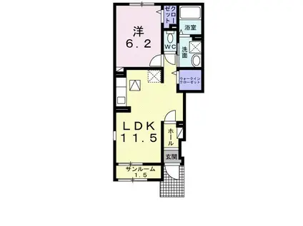 アライブ馬場山緑 II棟(1LDK/1階)の間取り写真