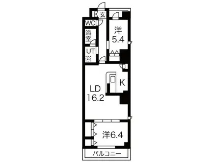 NR新栄(2LDK/9階)の間取り写真