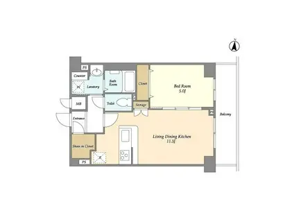 グランカミーユ江北(1LDK/6階)の間取り写真