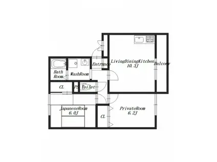 セジュールN-II(2LDK/2階)の間取り写真