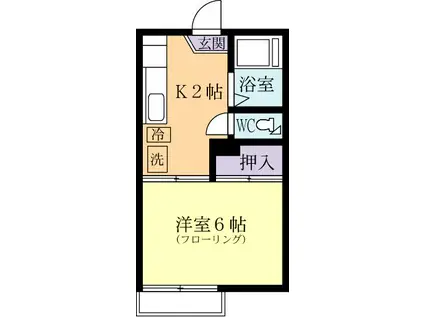筑波プラトウ(1K/2階)の間取り写真