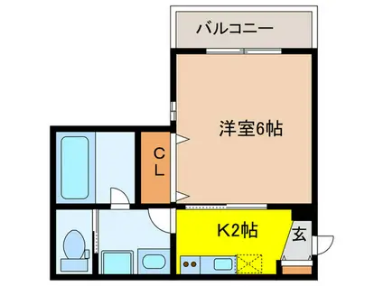 石橋3丁目(1K/1階)の間取り写真