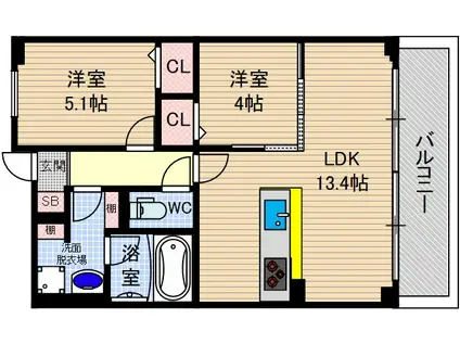 ルヴェール高槻(2LDK/3階)の間取り写真