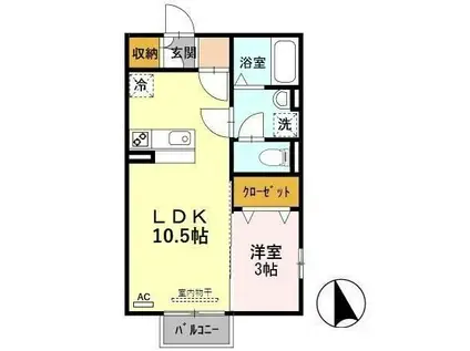 ポルト・イースト(1LDK/2階)の間取り写真