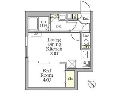 アグライア新宿横寺町(1LDK/2階)の間取り写真