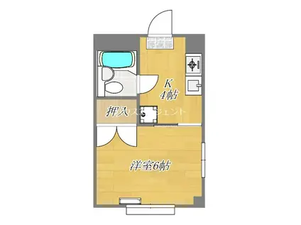 シャルムカサイII(1K/3階)の間取り写真