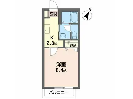 エヴァーグリーン(1K/2階)の間取り写真