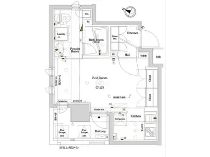 アクサス東十条アジールコート(ワンルーム/2階)の間取り写真