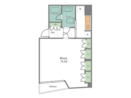 つつじが丘アーベント(1K/4階)の間取り写真