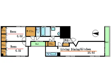 サクシード森下(2LDK/2階)の間取り写真