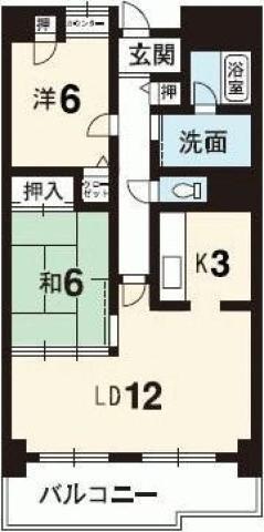 グランヴィア常三島西館(2LDK/9階)の間取り写真