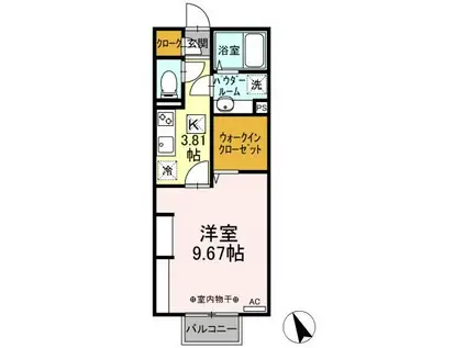 チェントロクオーレI(1K/1階)の間取り写真