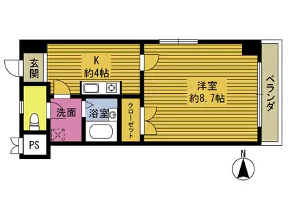 カーサビアンカ(1K/5階)の間取り写真