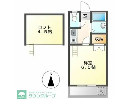 エムパレスII(1K/1階)の間取り写真