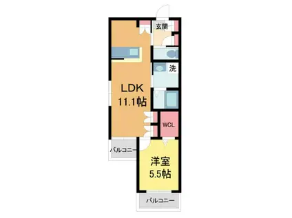 RAPPORT西宮(1LDK/2階)の間取り写真