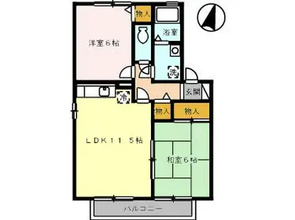 セジュールシマダB棟(2LDK/2階)の間取り写真