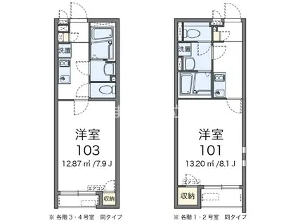 クレイノボヌール住吉(1K/1階)の間取り写真